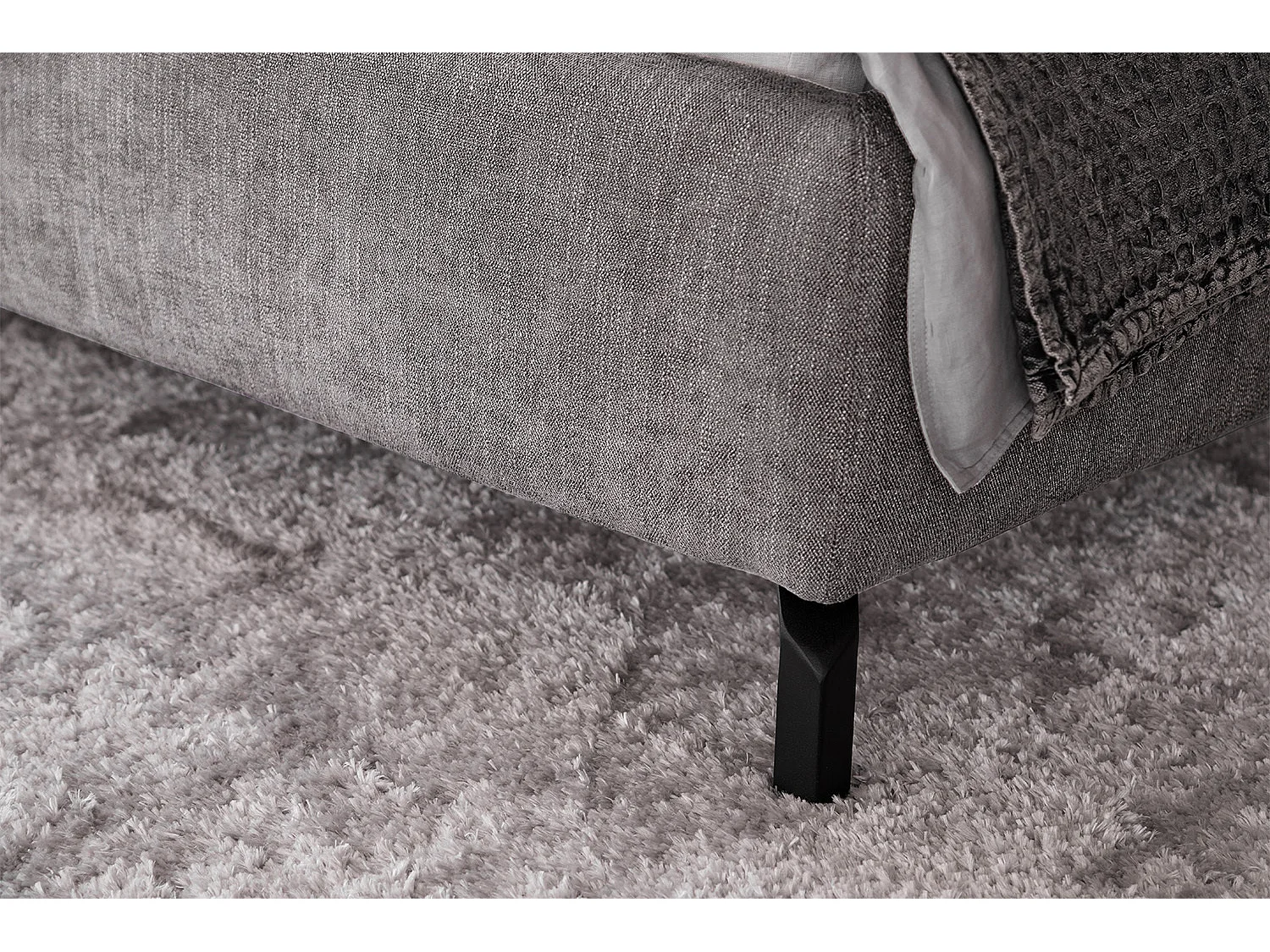 Lit - gris clair tissu tissé - REMO