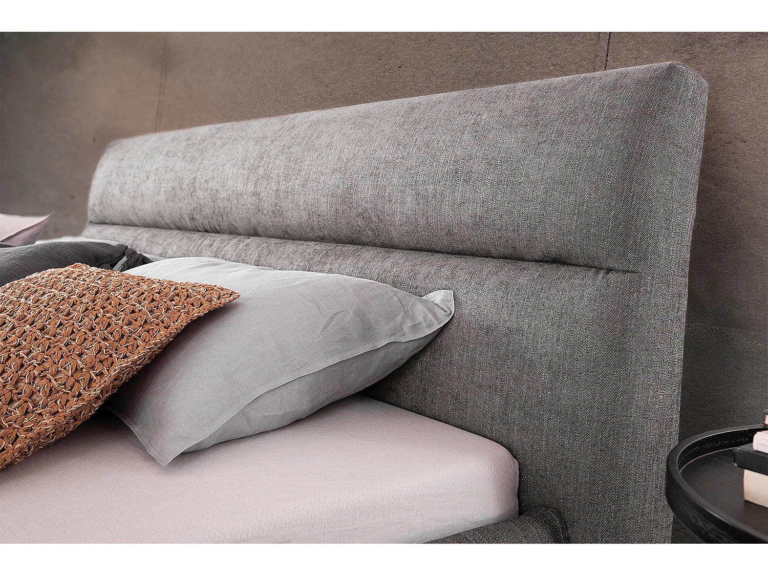 Lit - gris clair tissu tissé - REMO