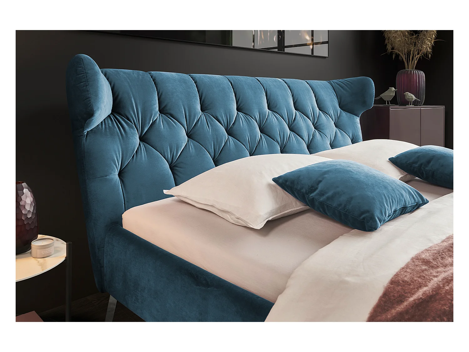 Polsterbett - Petrol Velvet - CHARME
