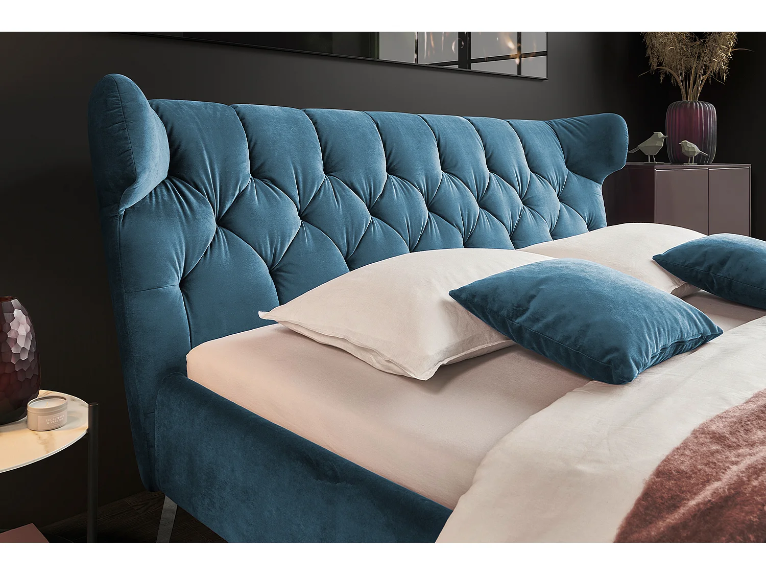Polsterbett - Petrol Velvet - CHARME