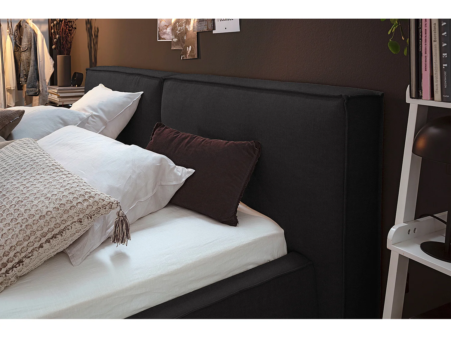 Polsterbett - Schwarz Flachgewebe - CARLO