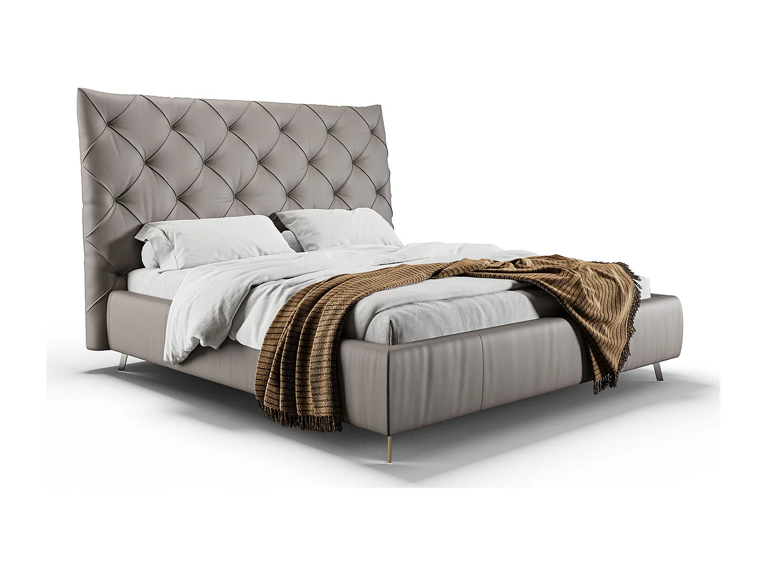 Lit - Gris cuir - ANNY