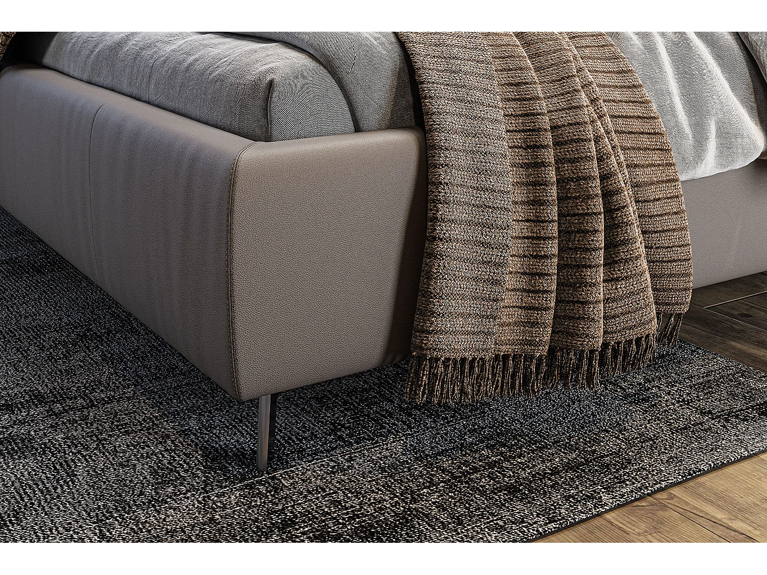 Lit - Gris cuir - ANNY