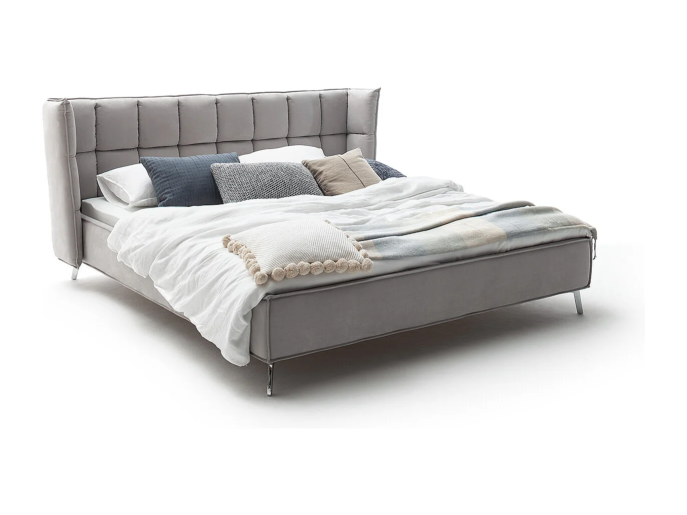 Lit - Gris tissu tissé - SOFIA