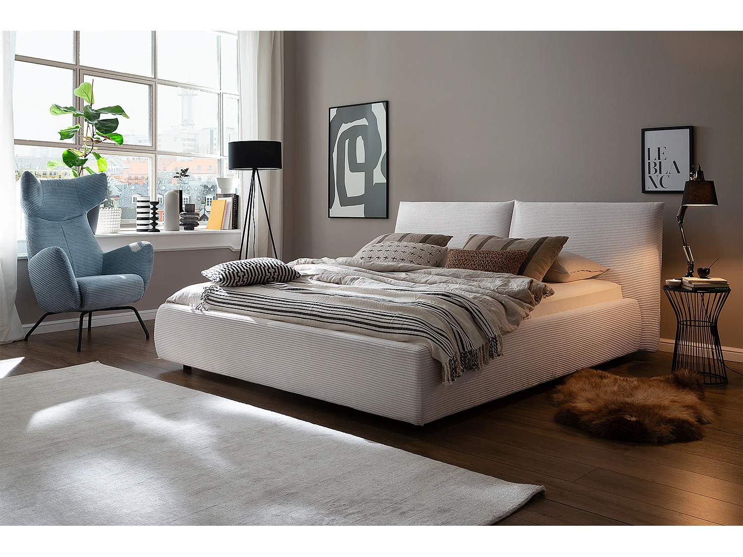 Letto - bianco velluto a coste - HENRY