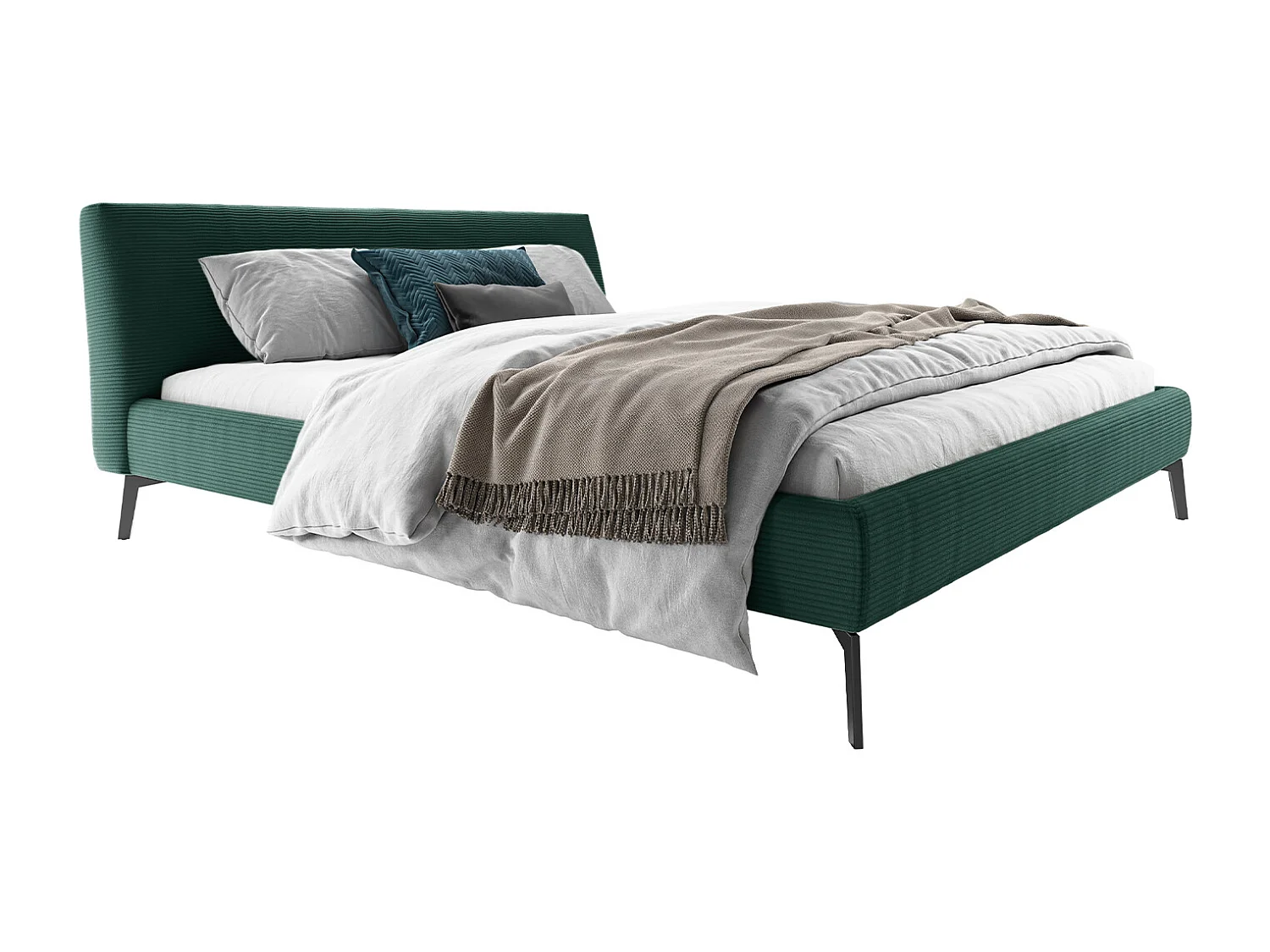 Letto - verde smeraldo velluto a coste - VALERIE