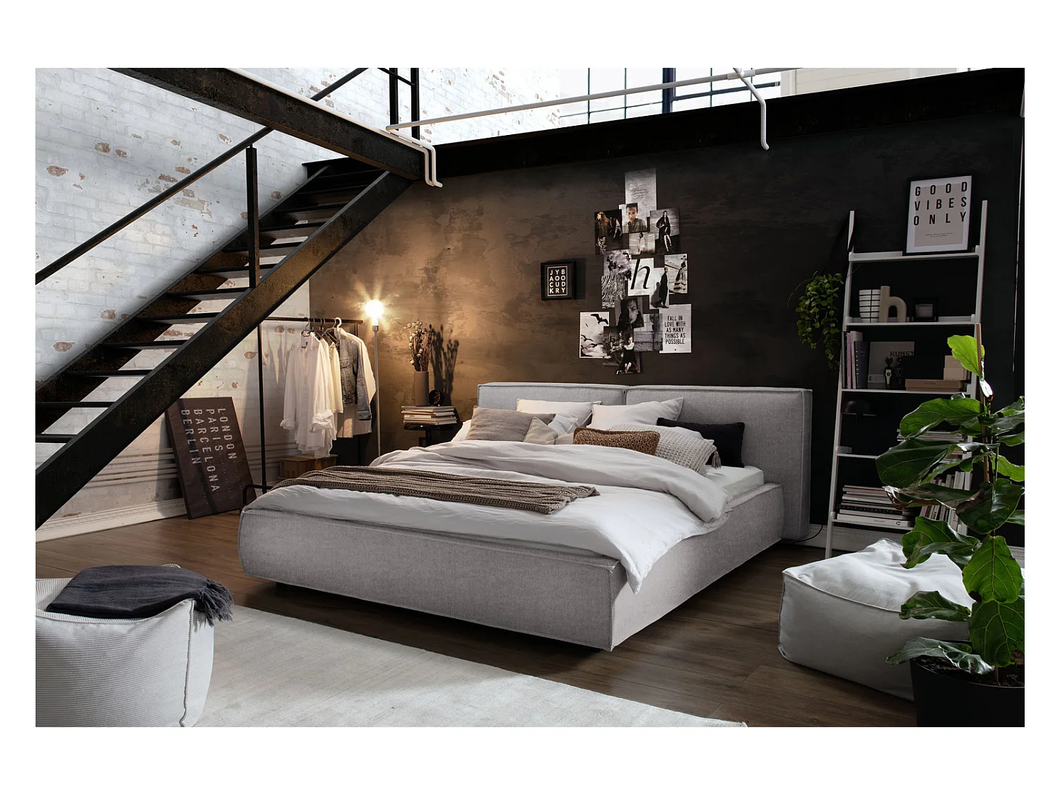 Lit - Gris tissage plat - CARLO