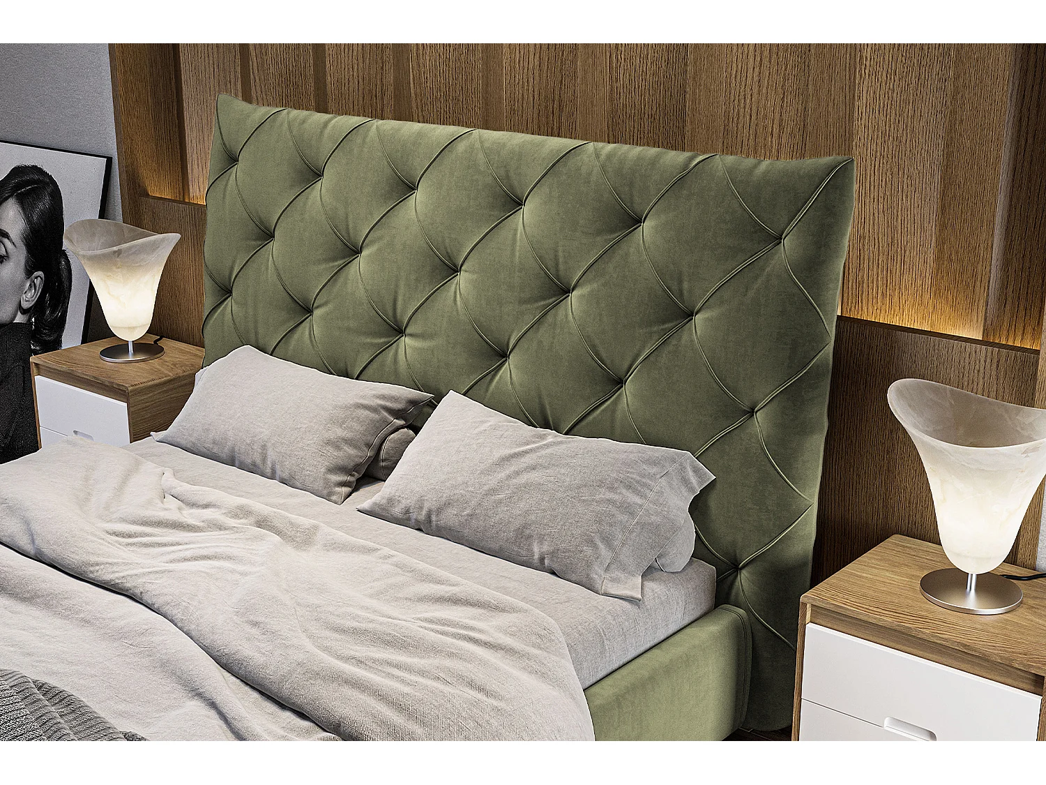 Lit - Vert Velours - ANNY