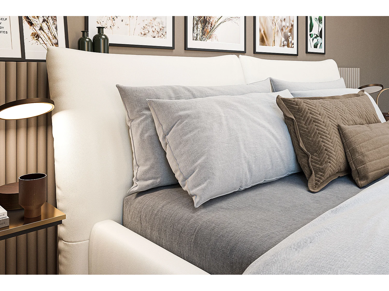 Polsterbett - Weiß Leder - HENRY