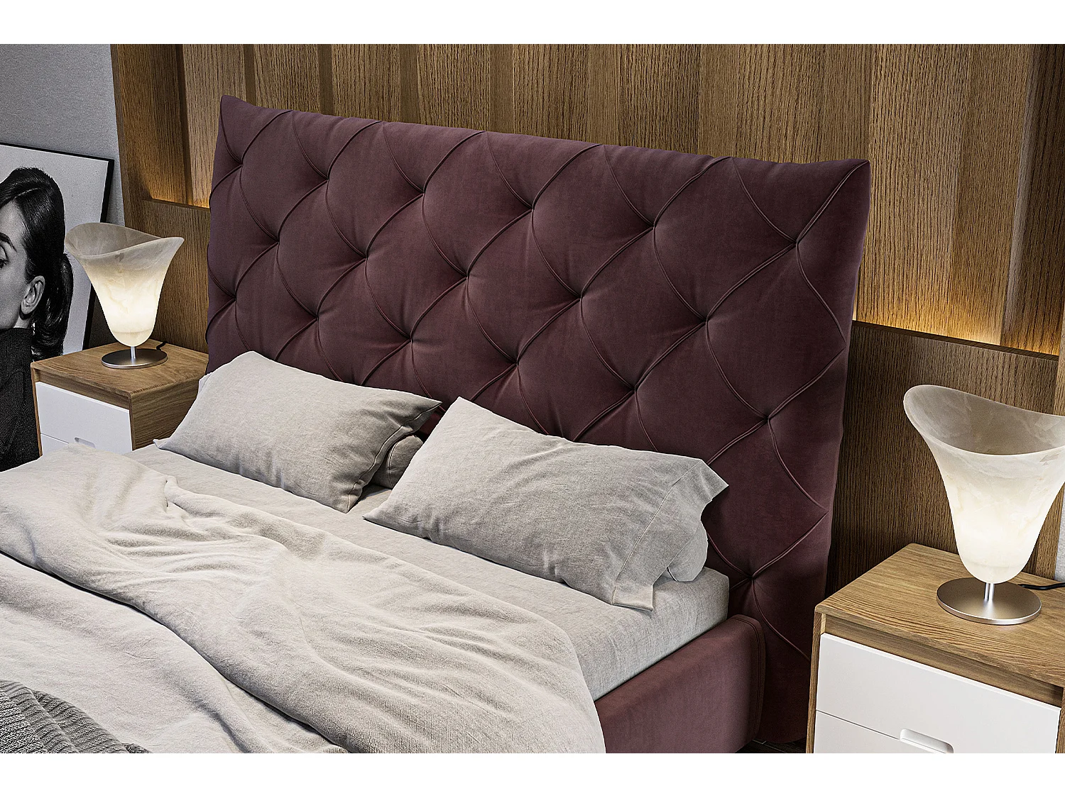 Polsterbett - Violett Velvet - ANNY