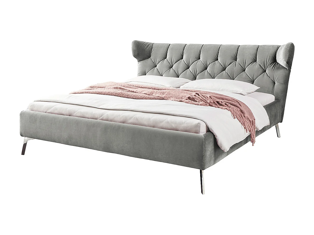Polsterbett - Grau Velvet - CHARME