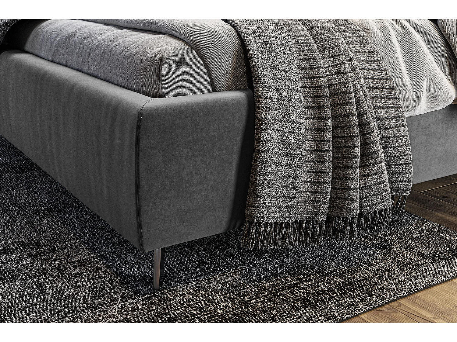 Cama - Gris terciopelo - ANNY