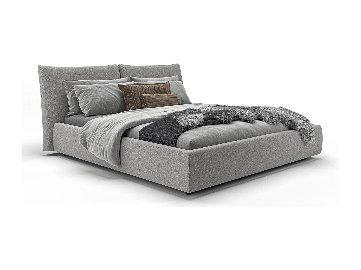 Lit - Gris velours côtelé - HENRY