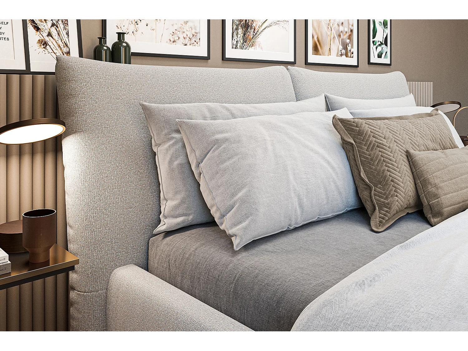 Lit - Gris velours côtelé - HENRY