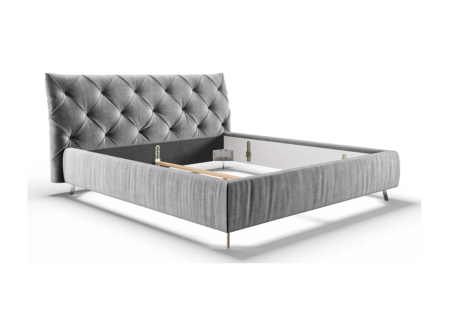 Lit rembourré - argent Velours - ANNY