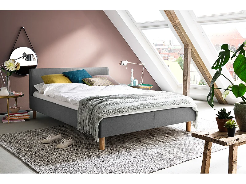 Letto - Grigio tessuto intrecciato - LEO