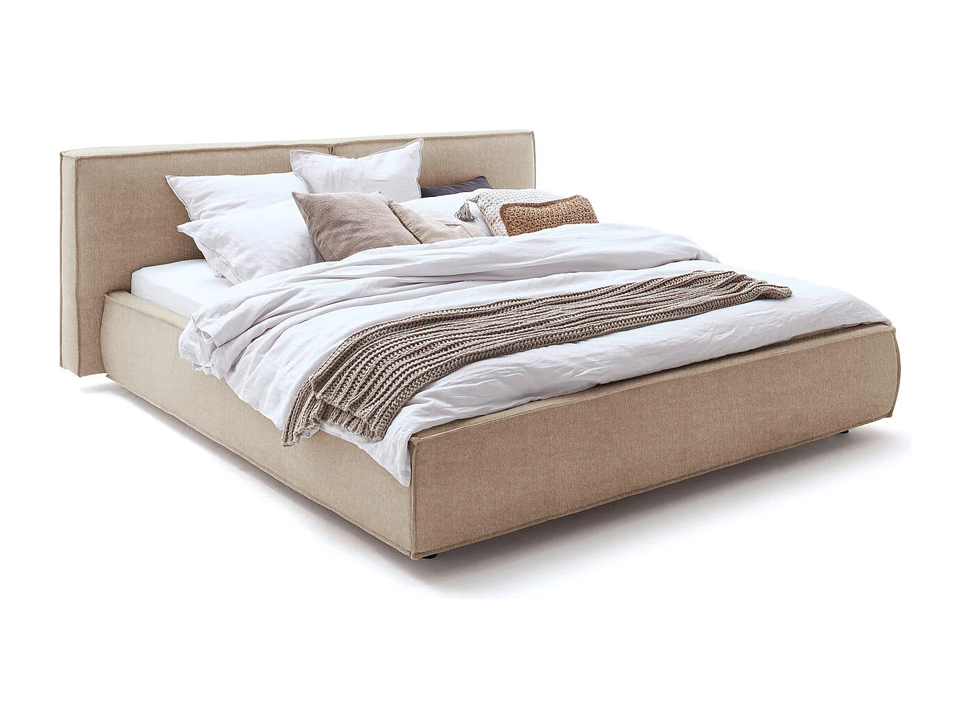 Cama tapizada - gris piedra tejido plano - CARLO