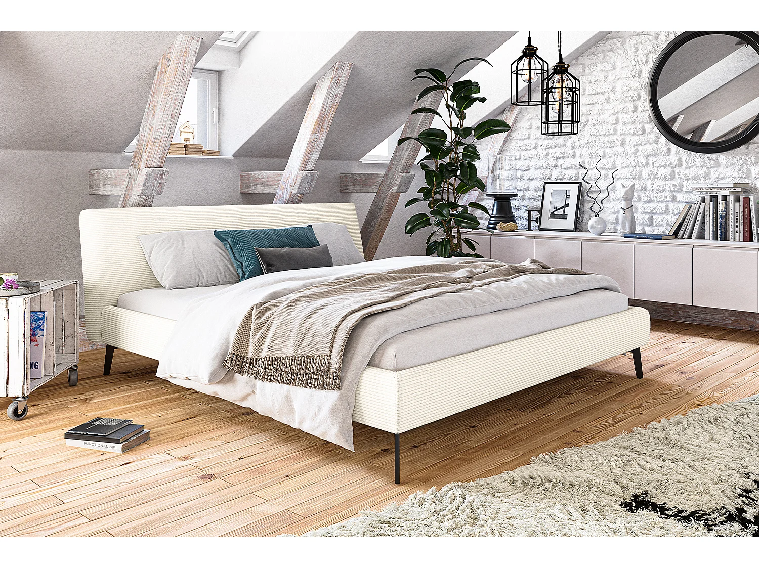 Letto - bianco crema velluto a coste - VALERIE