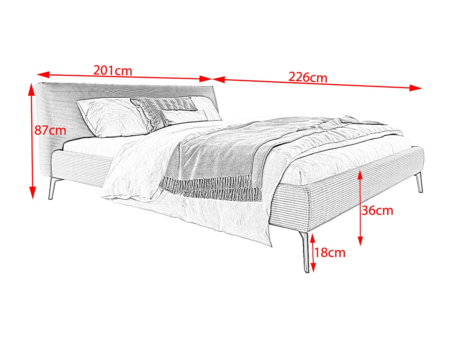 Letto - bianco crema velluto a coste - VALERIE