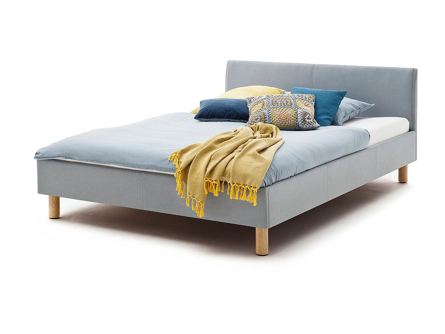 Lit - Bleu tissu tissé - LEO