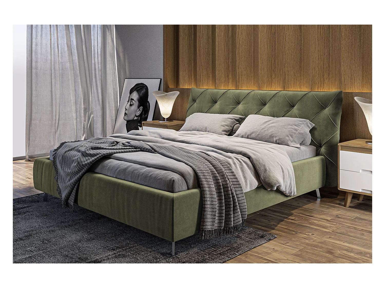 Lit - Vert Velours - ANNY