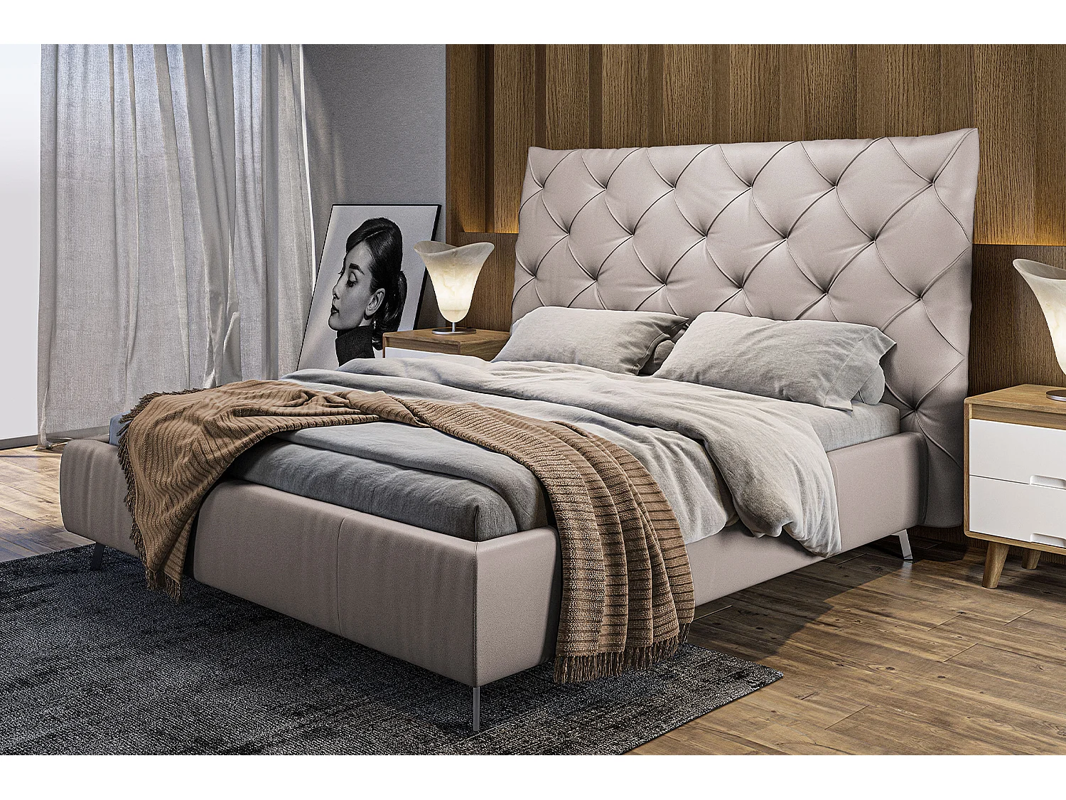 Letto - grigio chiaro pelle - ANNY