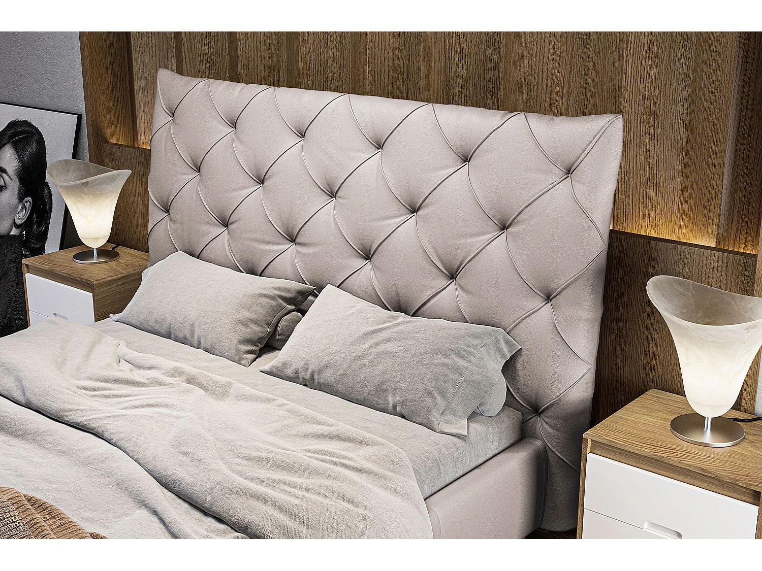 Letto - grigio chiaro pelle - ANNY
