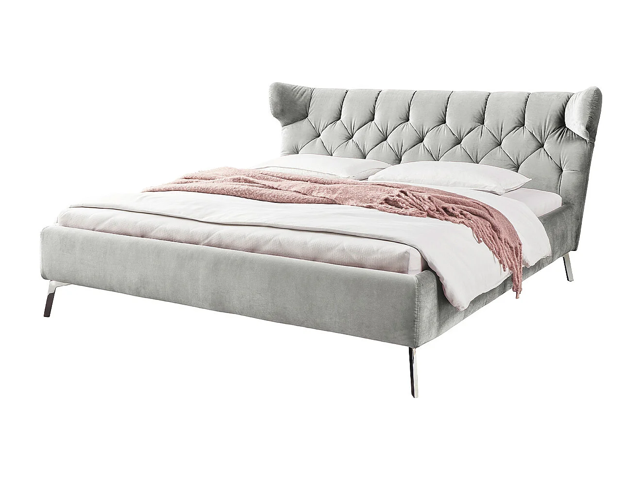 Lit - argent Velours - CHARME