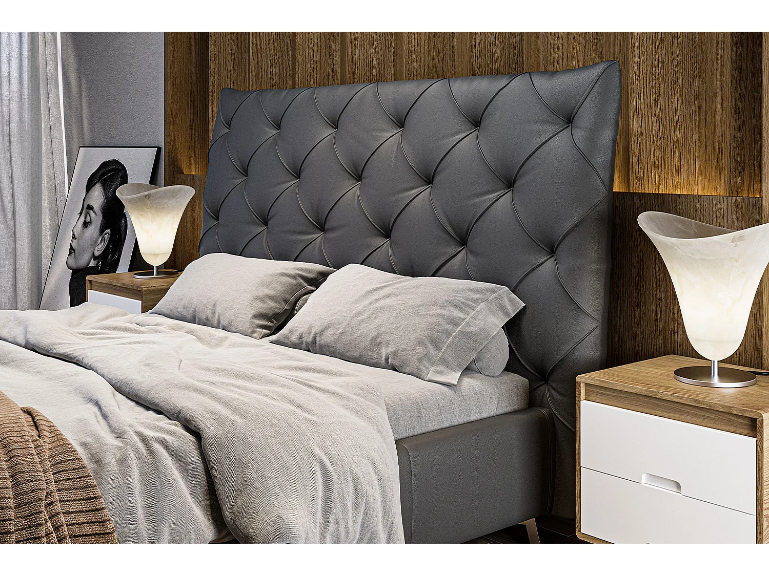 Cama - Negro piel - ANNY