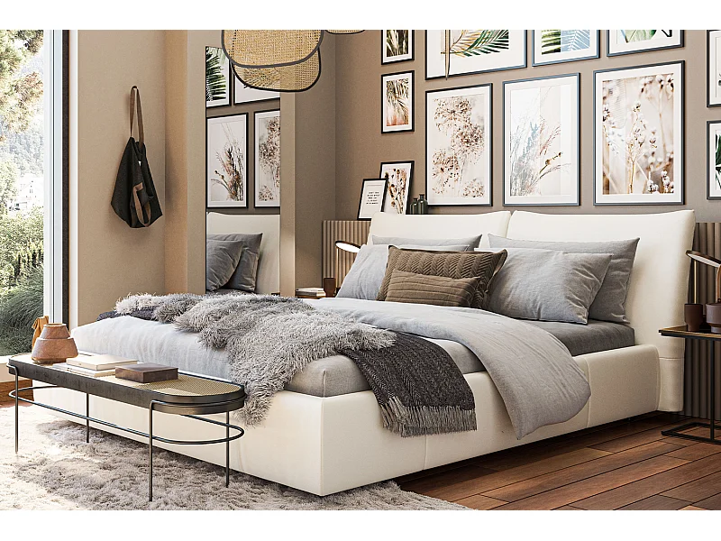 Letto - bianco pelle - HENRY