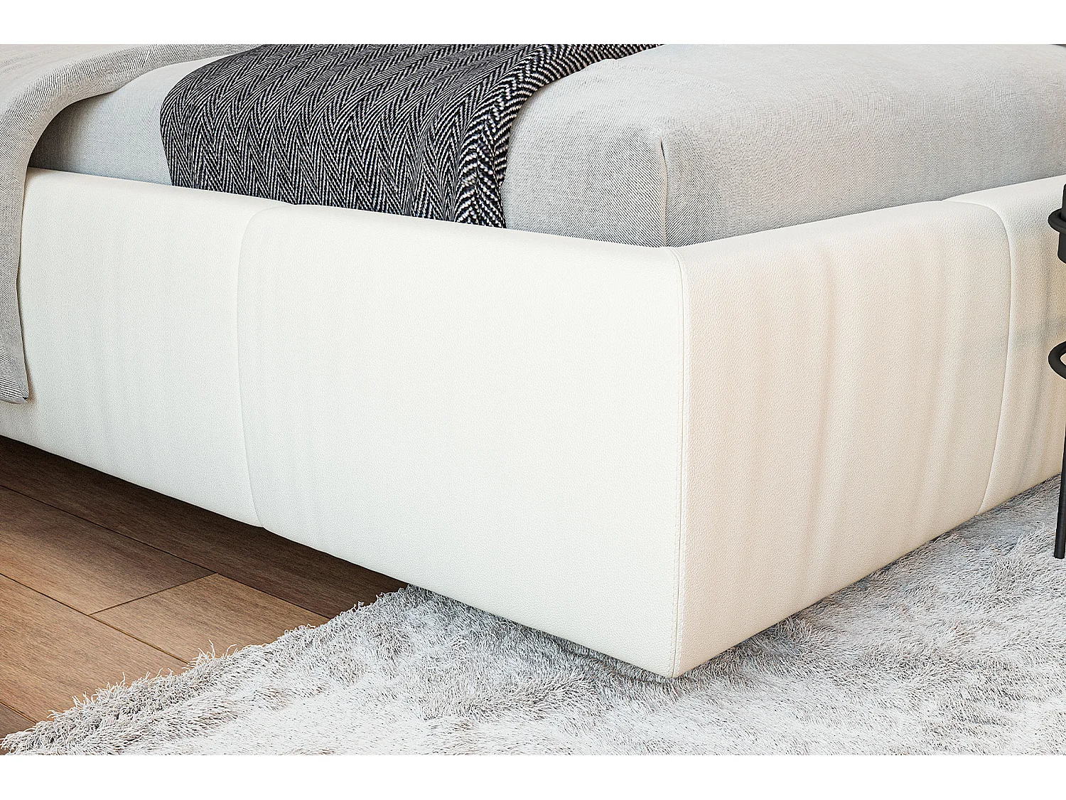 Polsterbett - Weiß Leder - HENRY