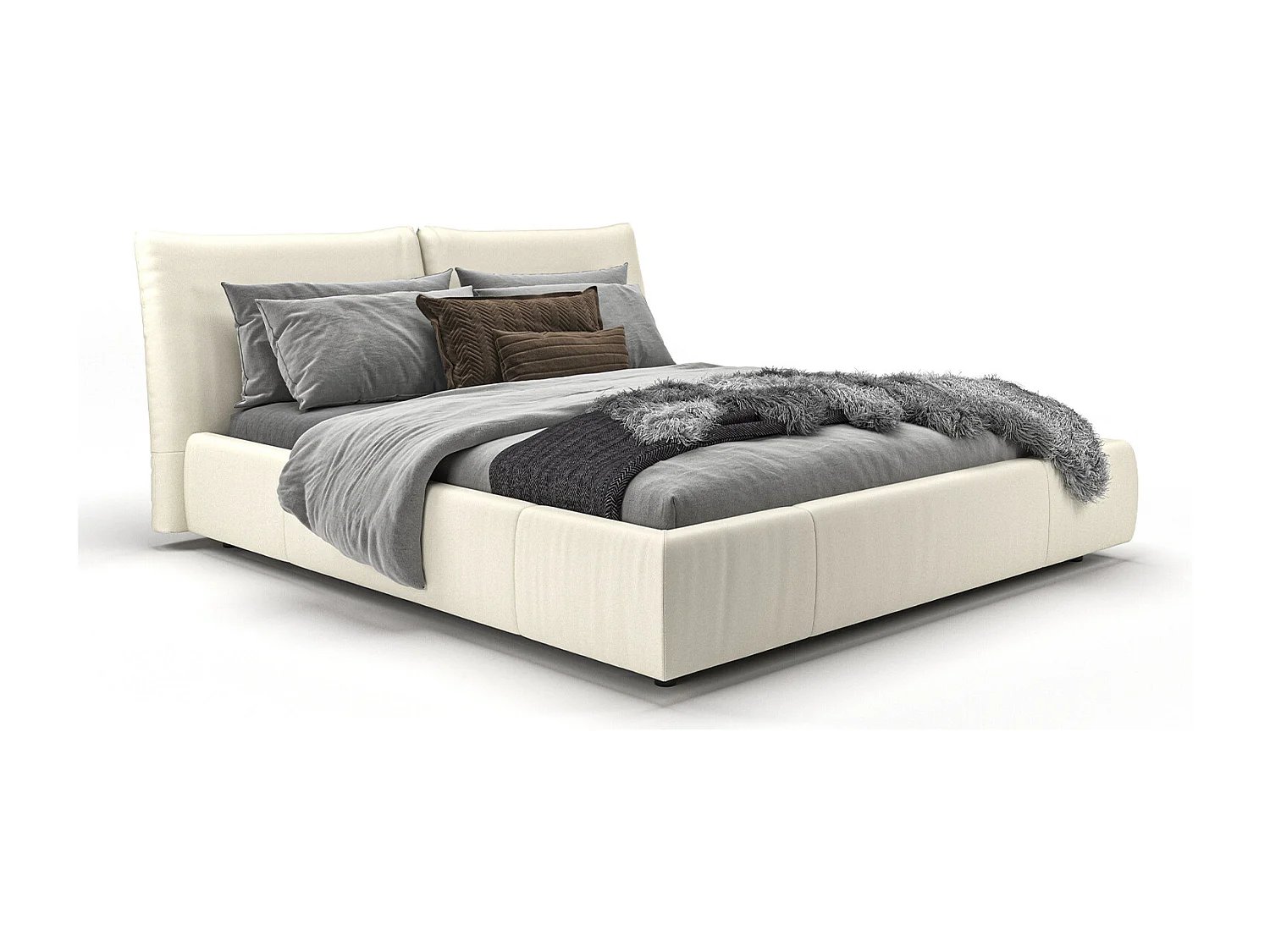 Polsterbett - Weiß Leder - HENRY