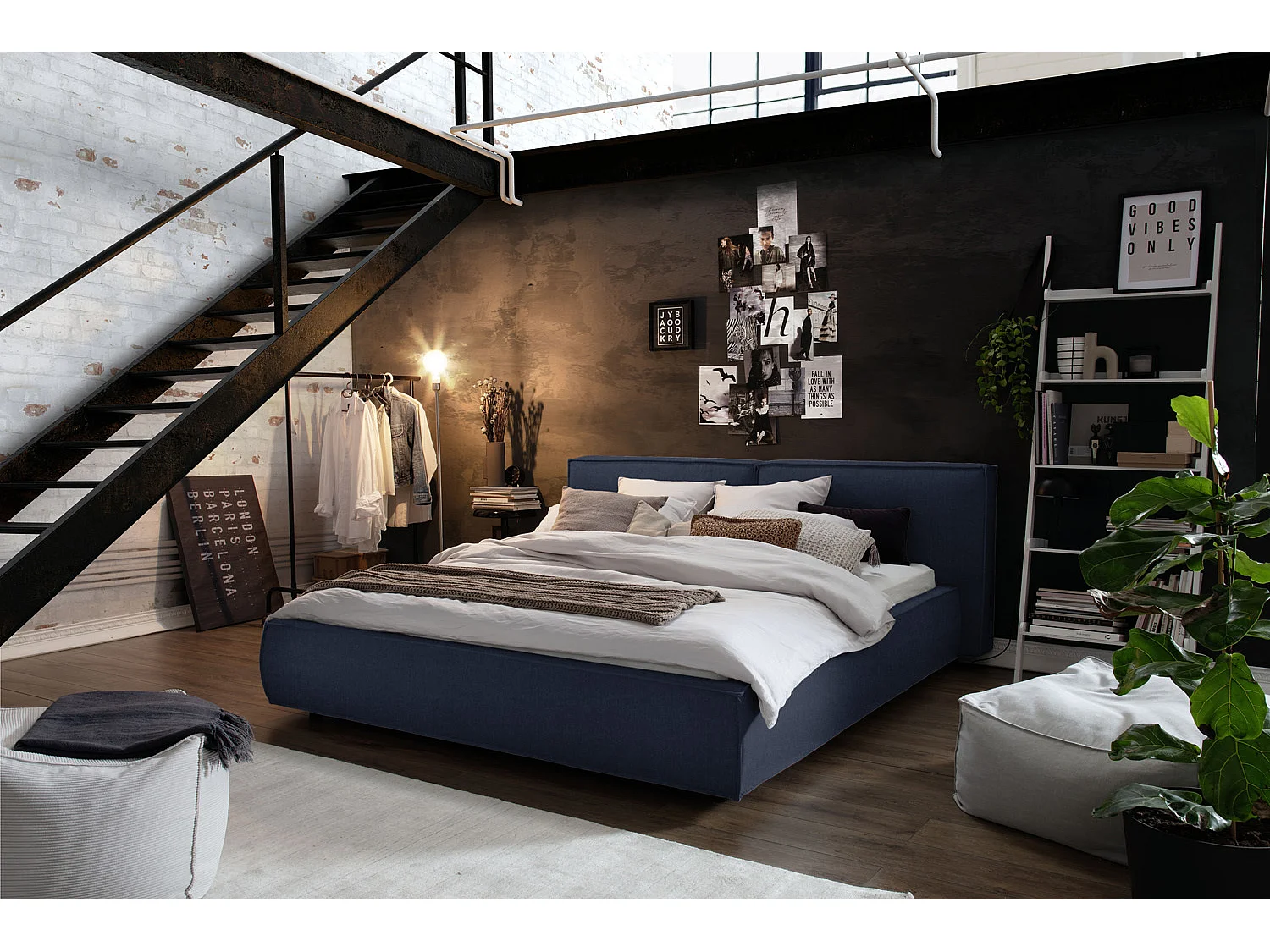 Letto - Blu tessitura piatta - CARLO