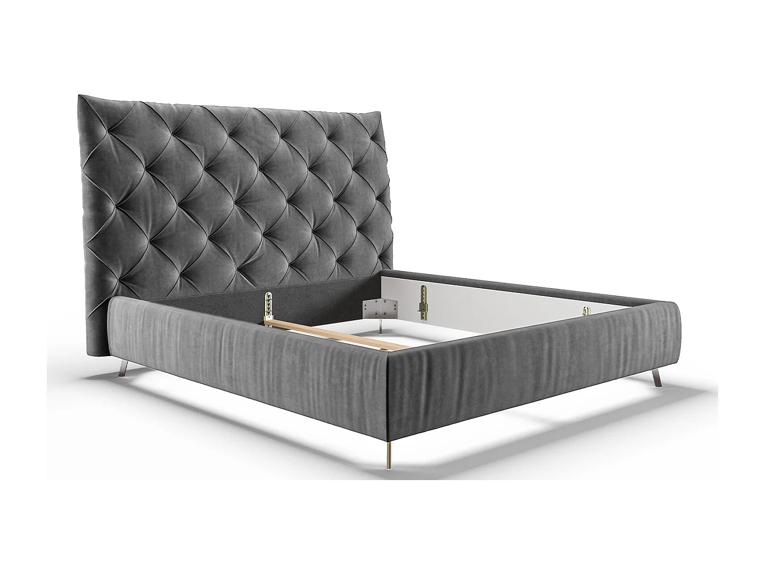 Cama - Gris terciopelo - ANNY