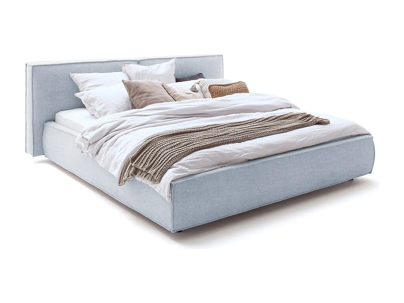 Cama tapizada - azul claro tejido plano - CARLO
