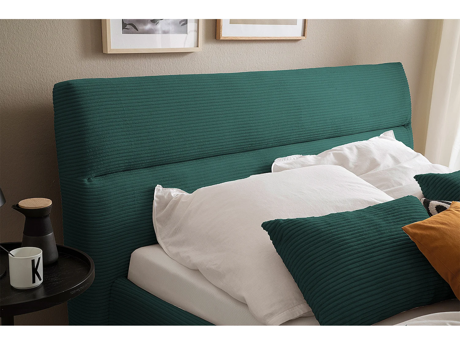 Lit - vert émeraude velours côtelé - REMO