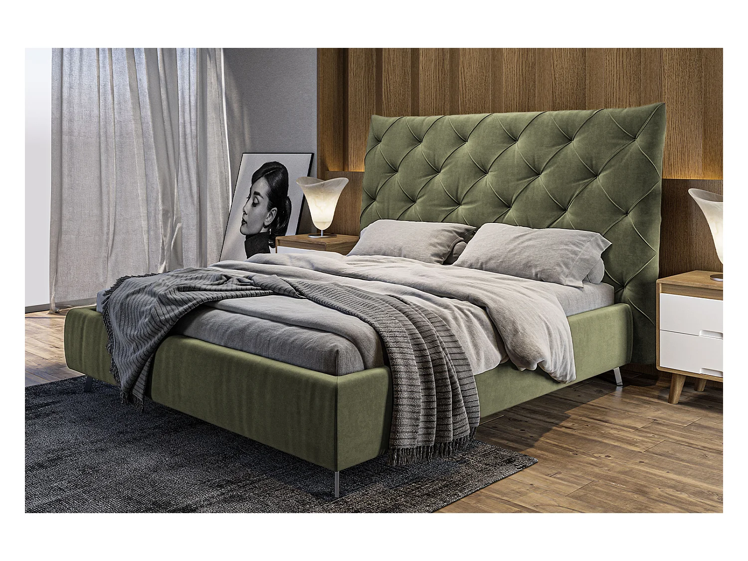Lit - Vert Velours - ANNY