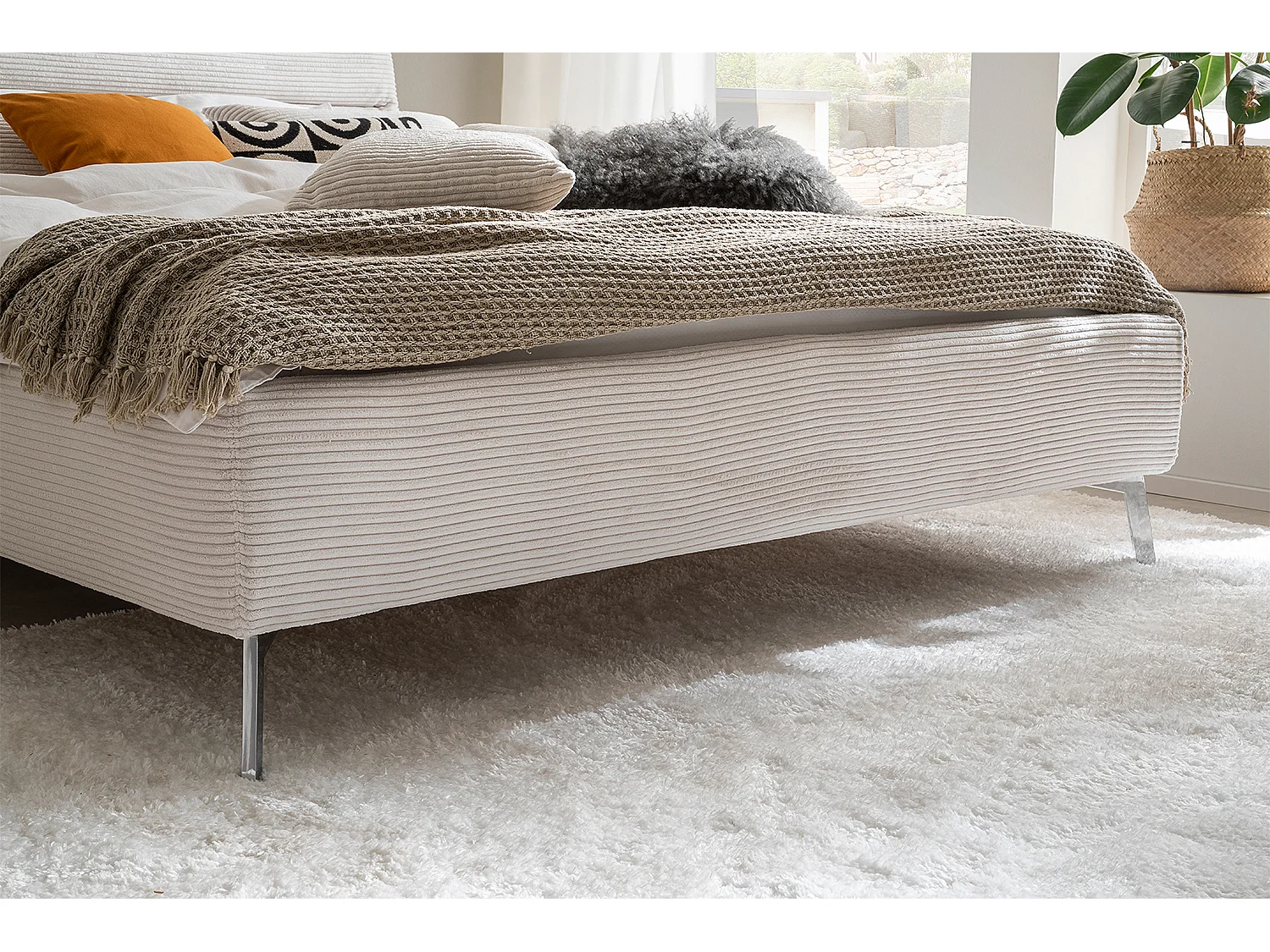 Polsterbett - Weiß Cord - REMO