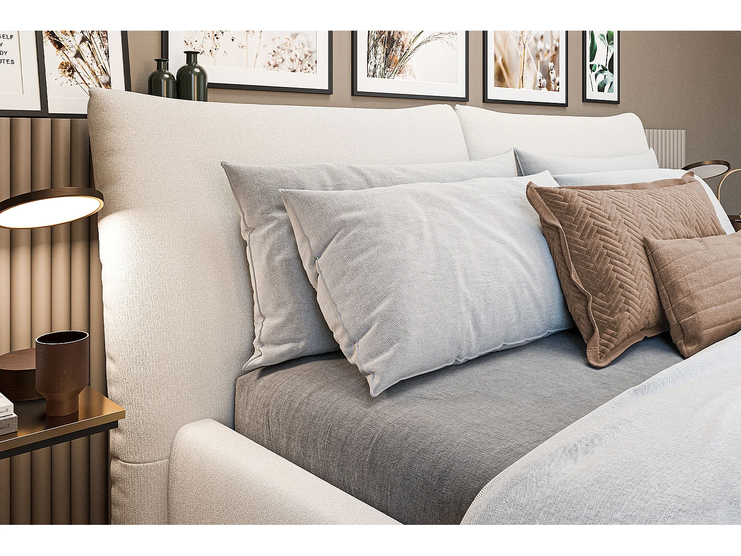 Lit - beige velours côtelé - HENRY