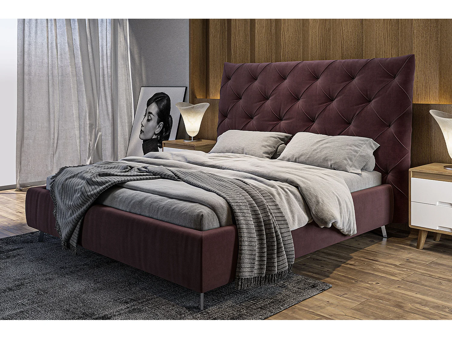 Polsterbett - Violett Velvet - ANNY