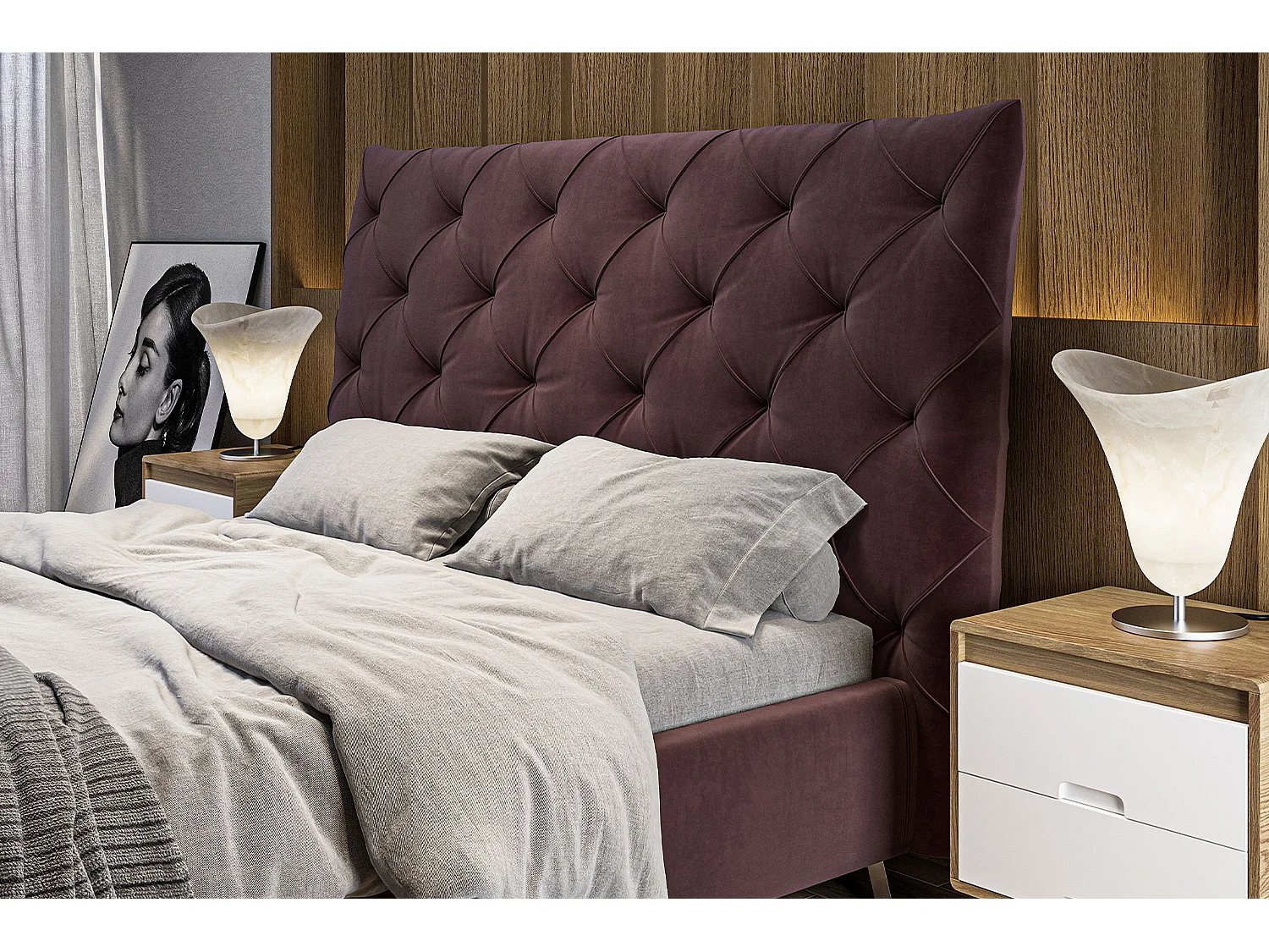 Polsterbett - Violett Velvet - ANNY