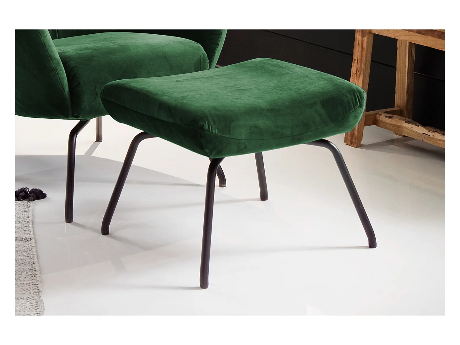 Hocker - Smaragdgrün Velvet - LOTTE