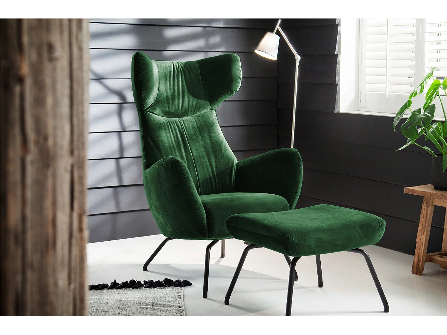 Pouf - vert émeraude Velours - LOTTE