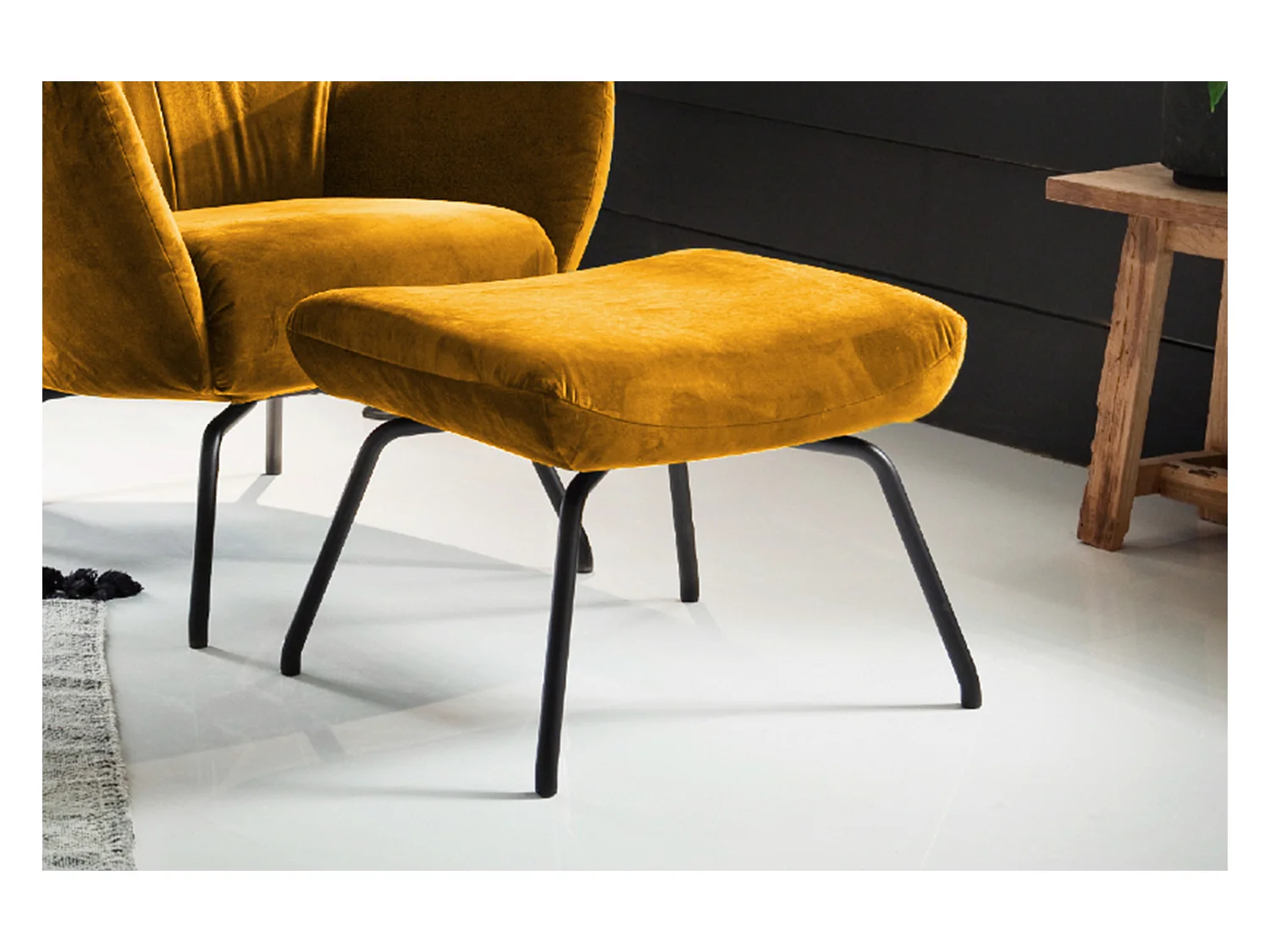 Pouf - jaune Velours - LOTTE