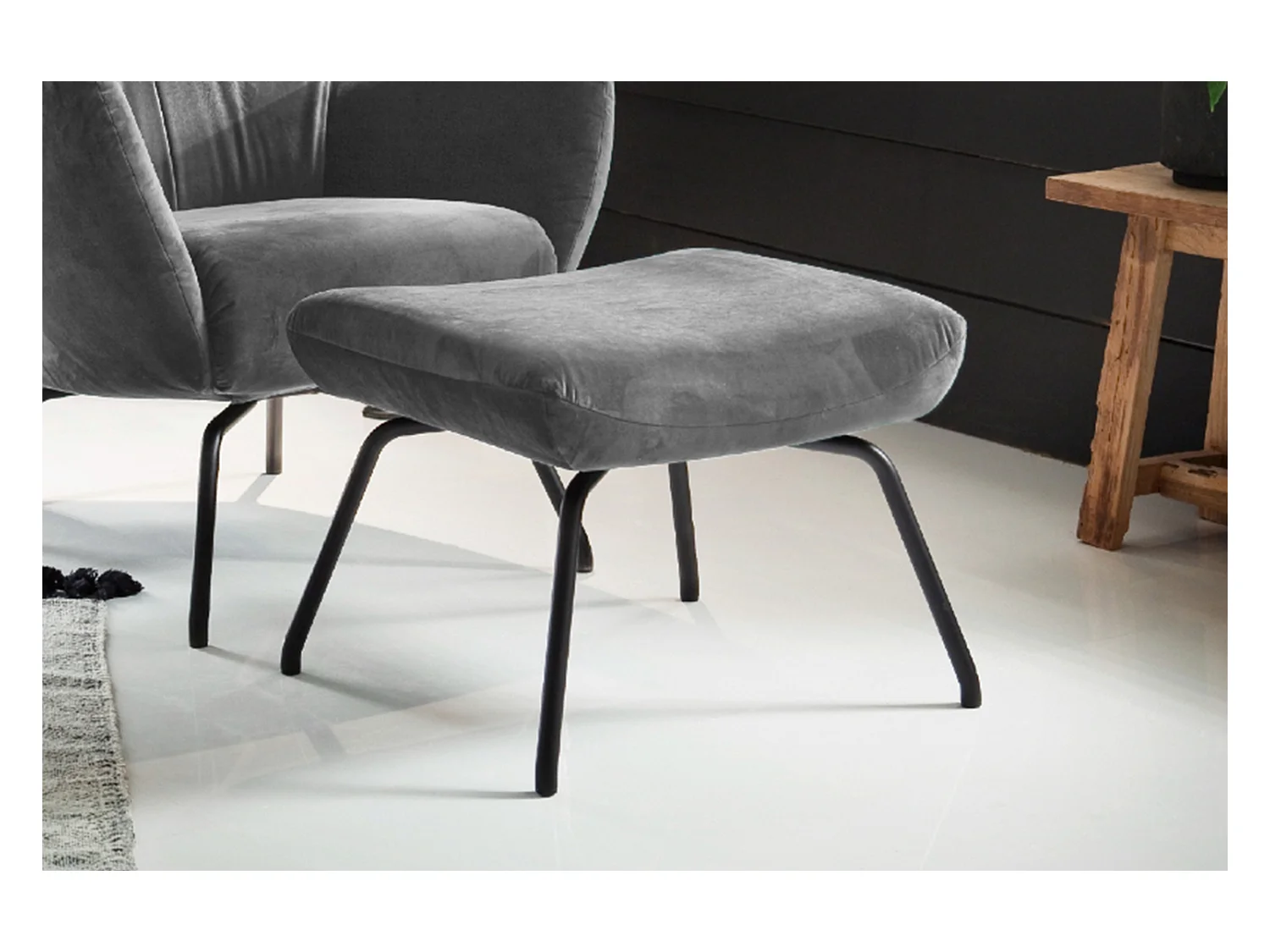 Pouf - argent Velours - LOTTE