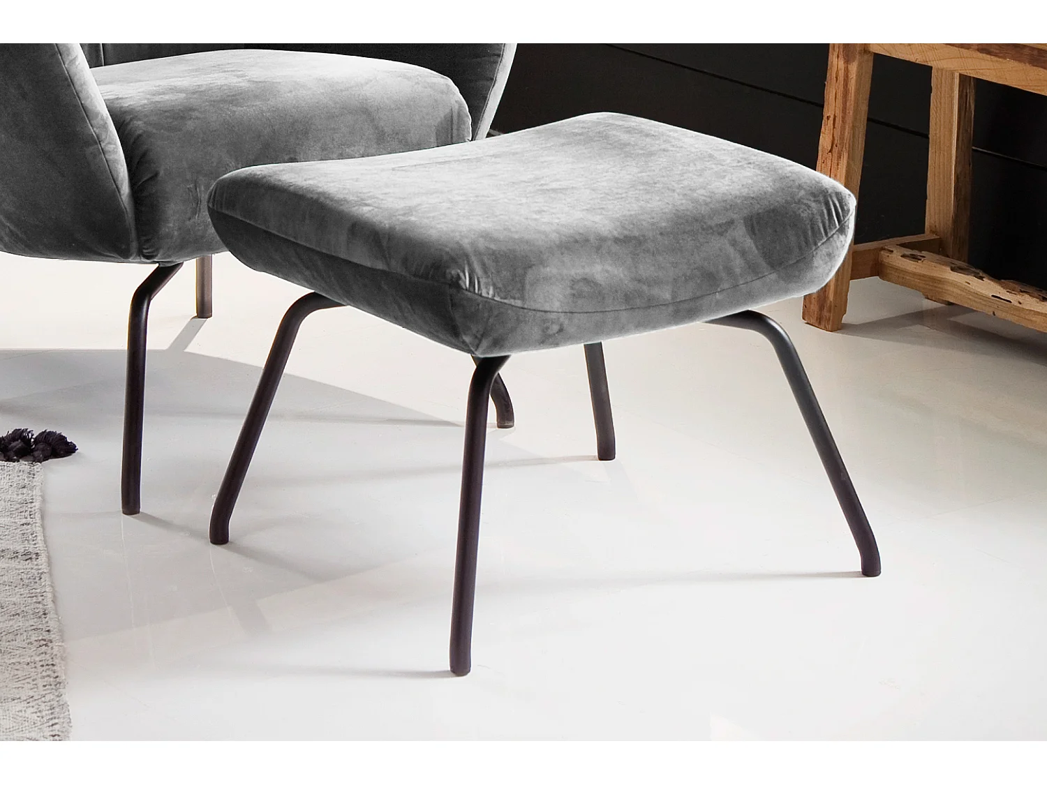 Pouf - argent Velours - LOTTE