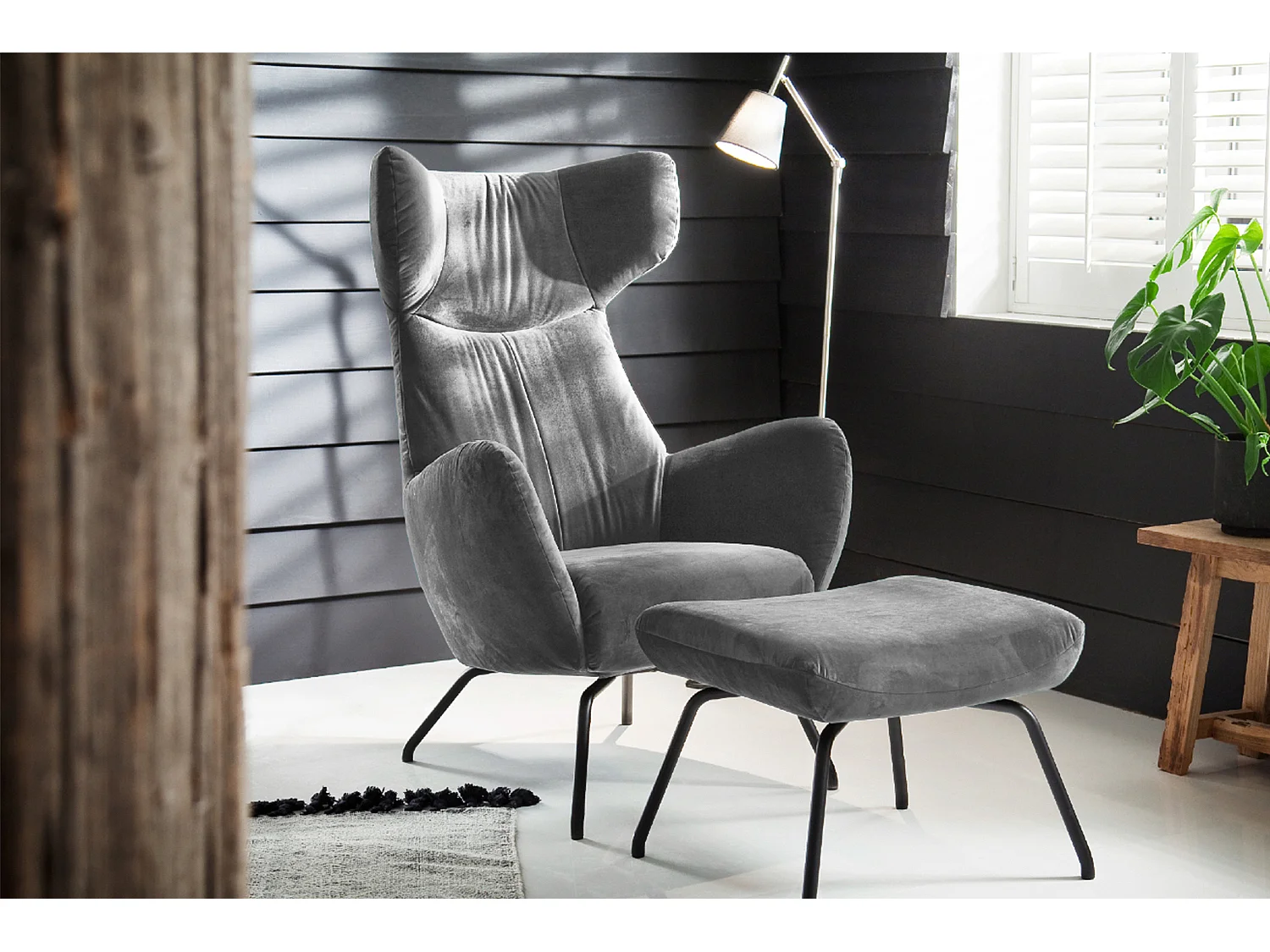 Pouf - argent Velours - LOTTE