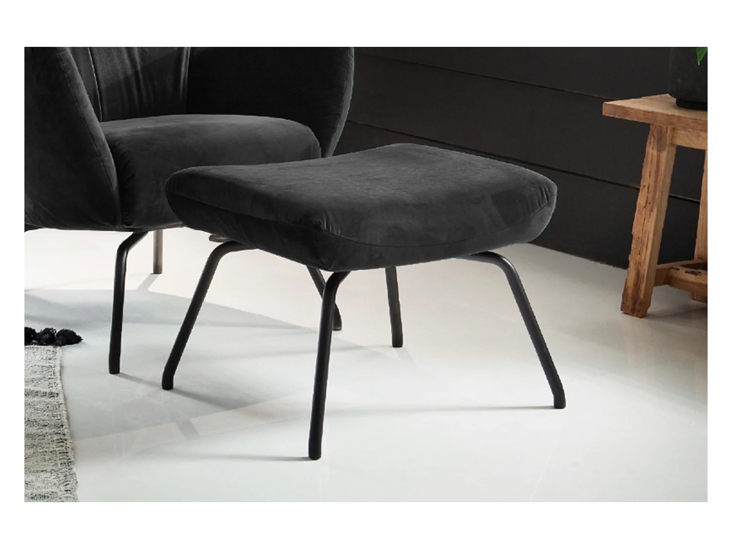 Hocker - Schwarz Velvet - LOTTE