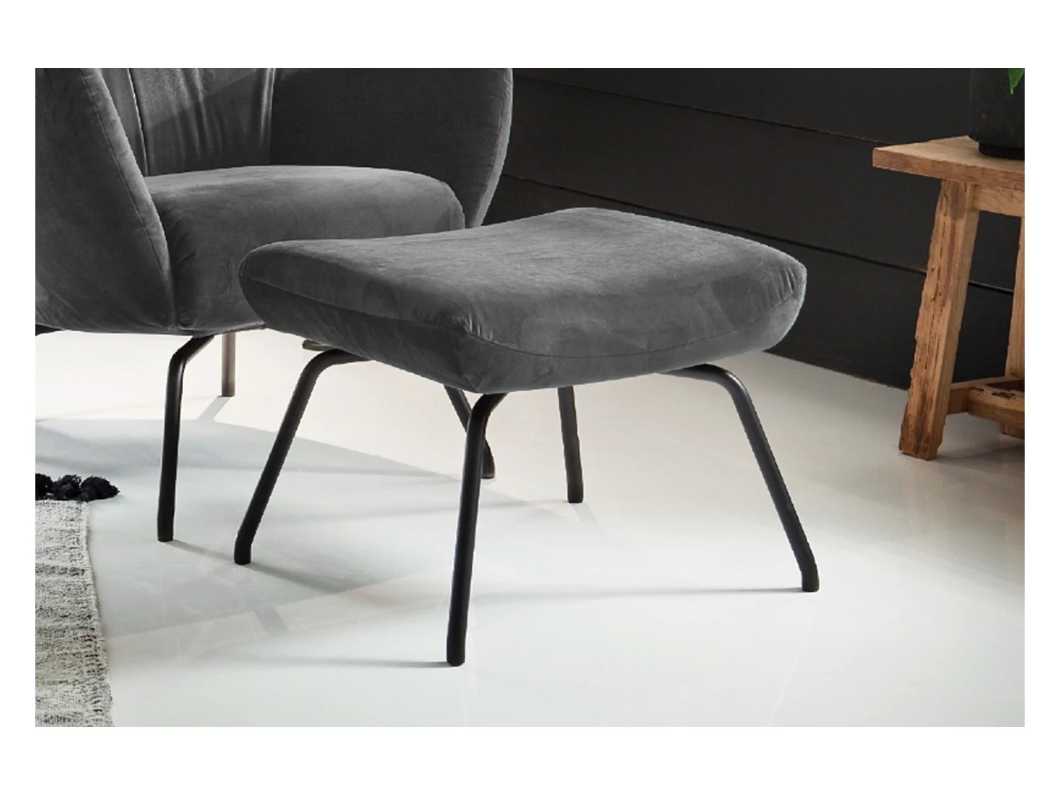 Hocker - Grau Velvet - LOTTE