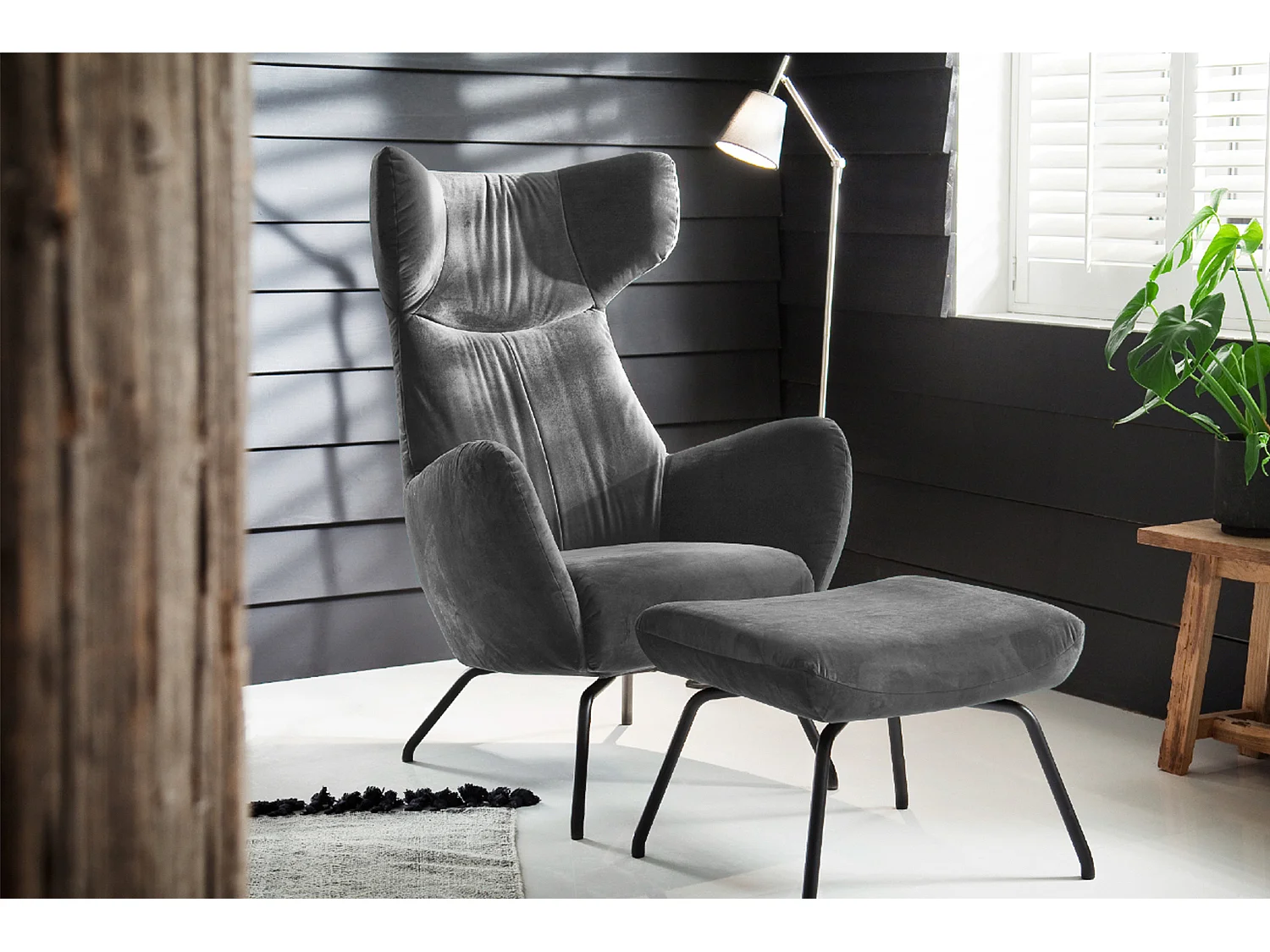 Fußhocker - Grau Velvet - LOTTE